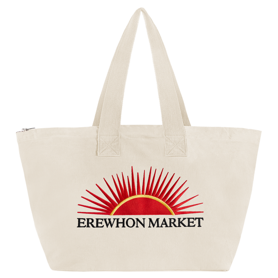 embroidered erewhon market zip tote (natural)
