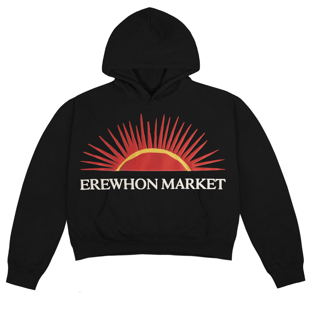 erewhon market cropped women's hoodie (black)